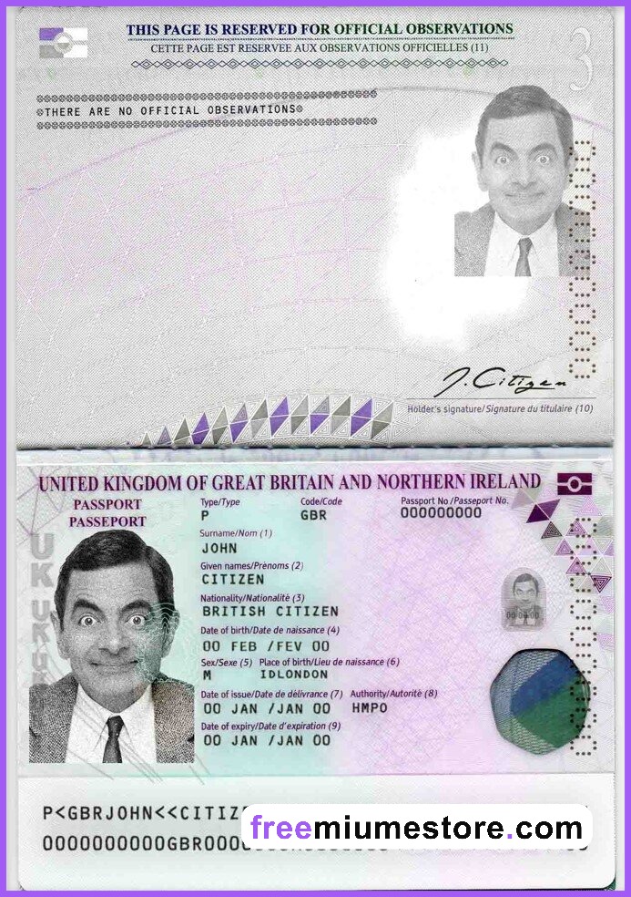 UK Passport PSD Template